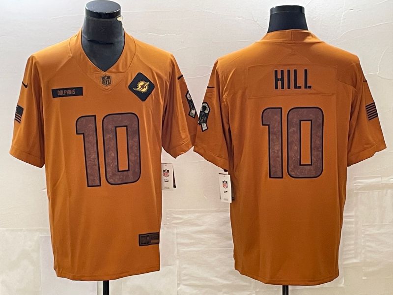 Men Miami Dolphins #10 Hill brown Nike 2023 Salute To Service Limited NFL Jersey->miami dolphins->NFL Jersey